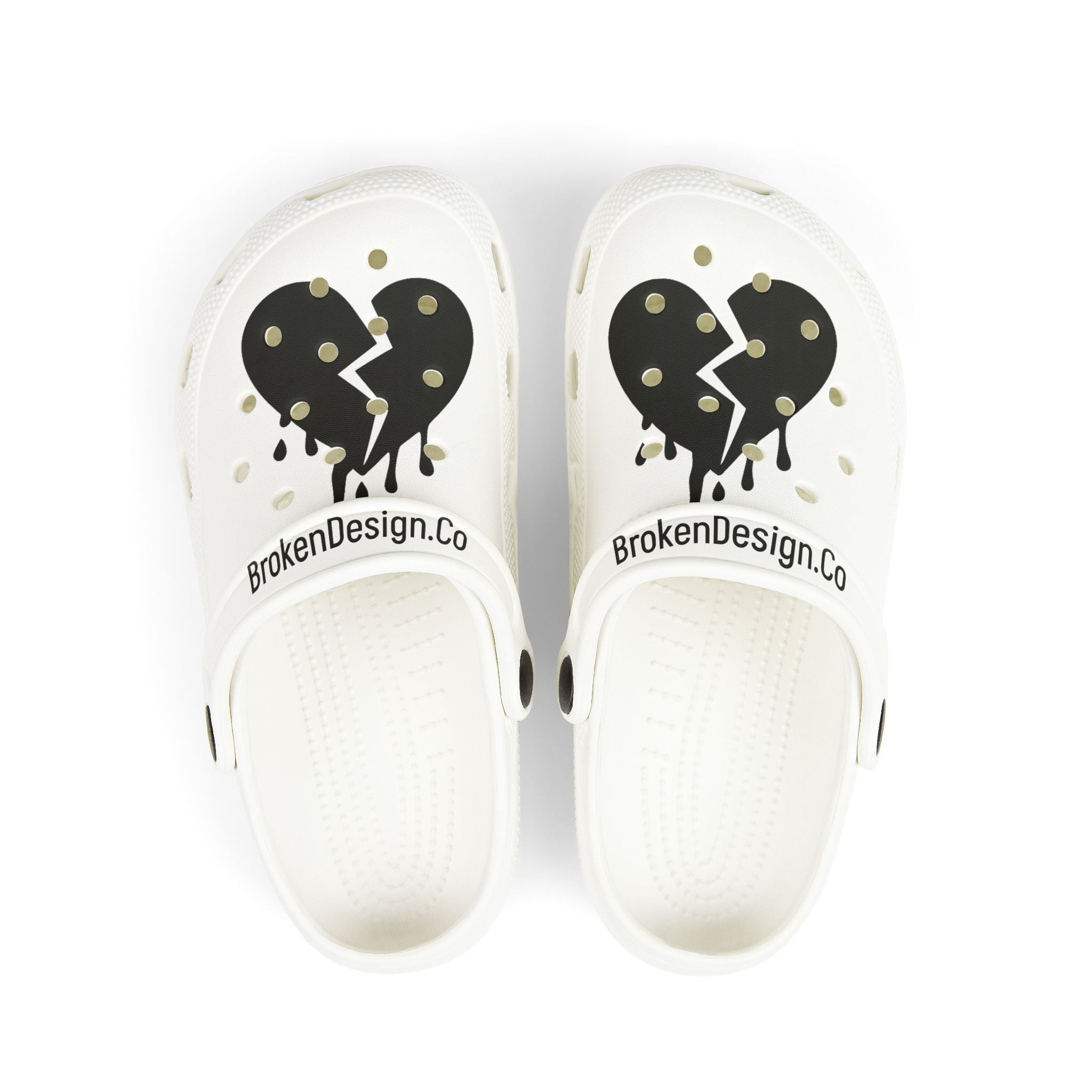 Black Dripping Broken Heart Design Crocs