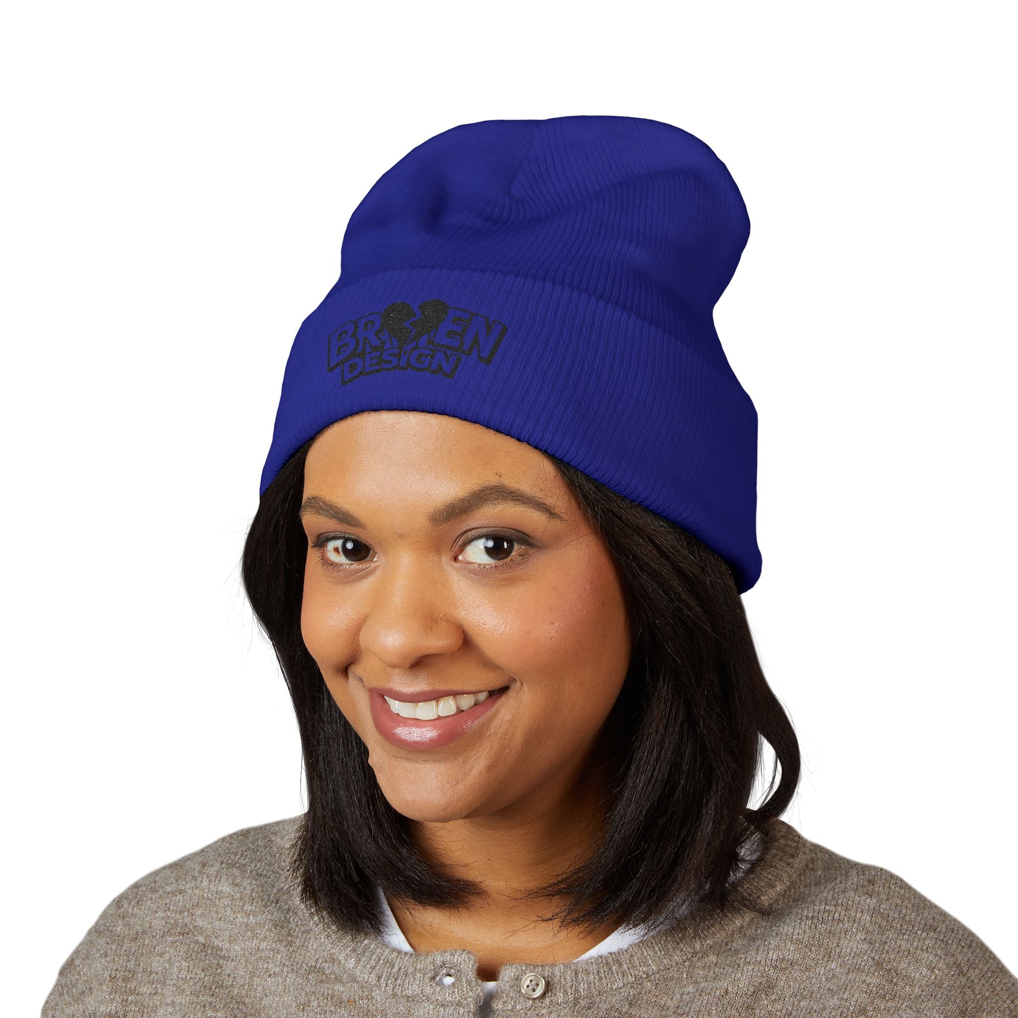 Embroidered Broken Design Beanie