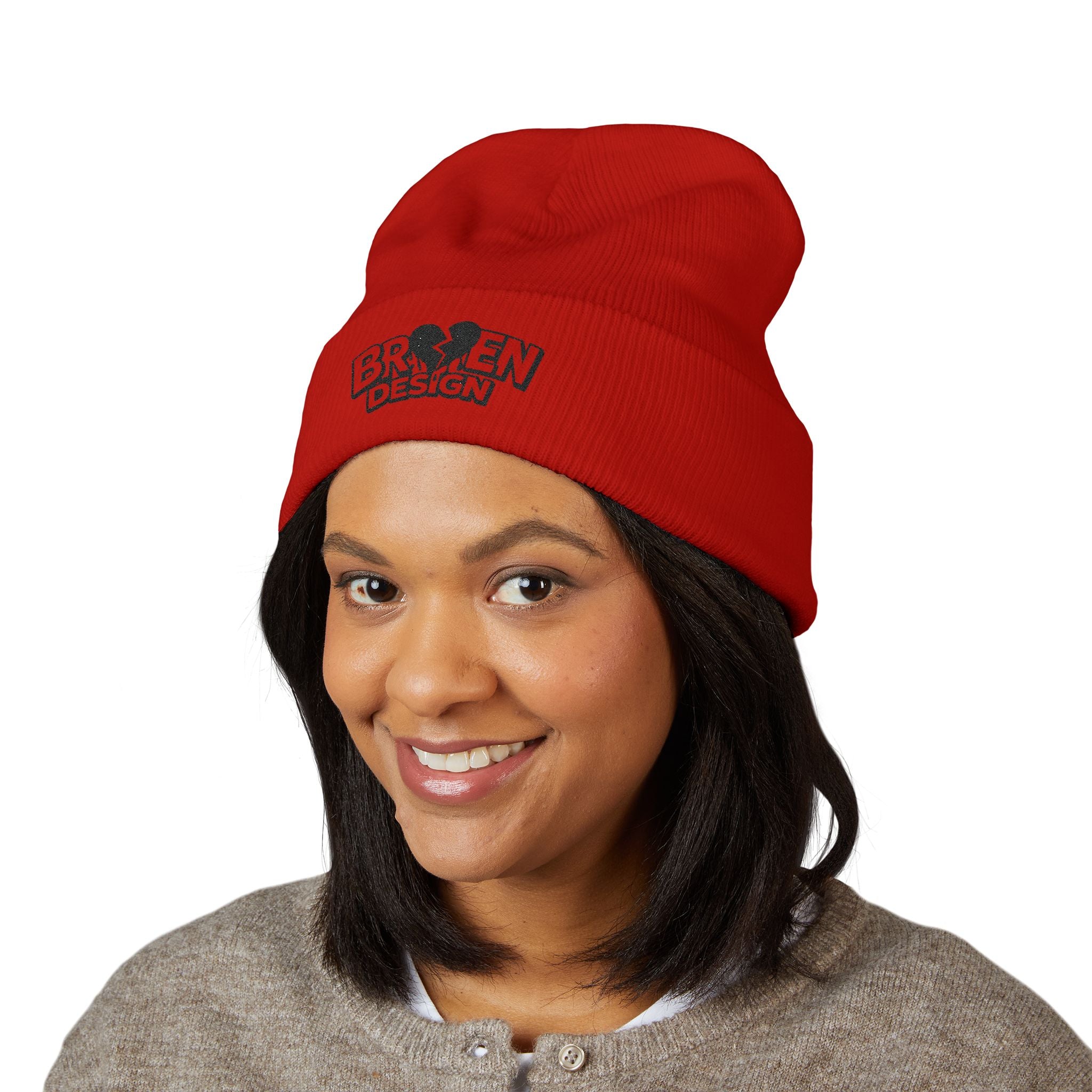 Embroidered Broken Design Beanie