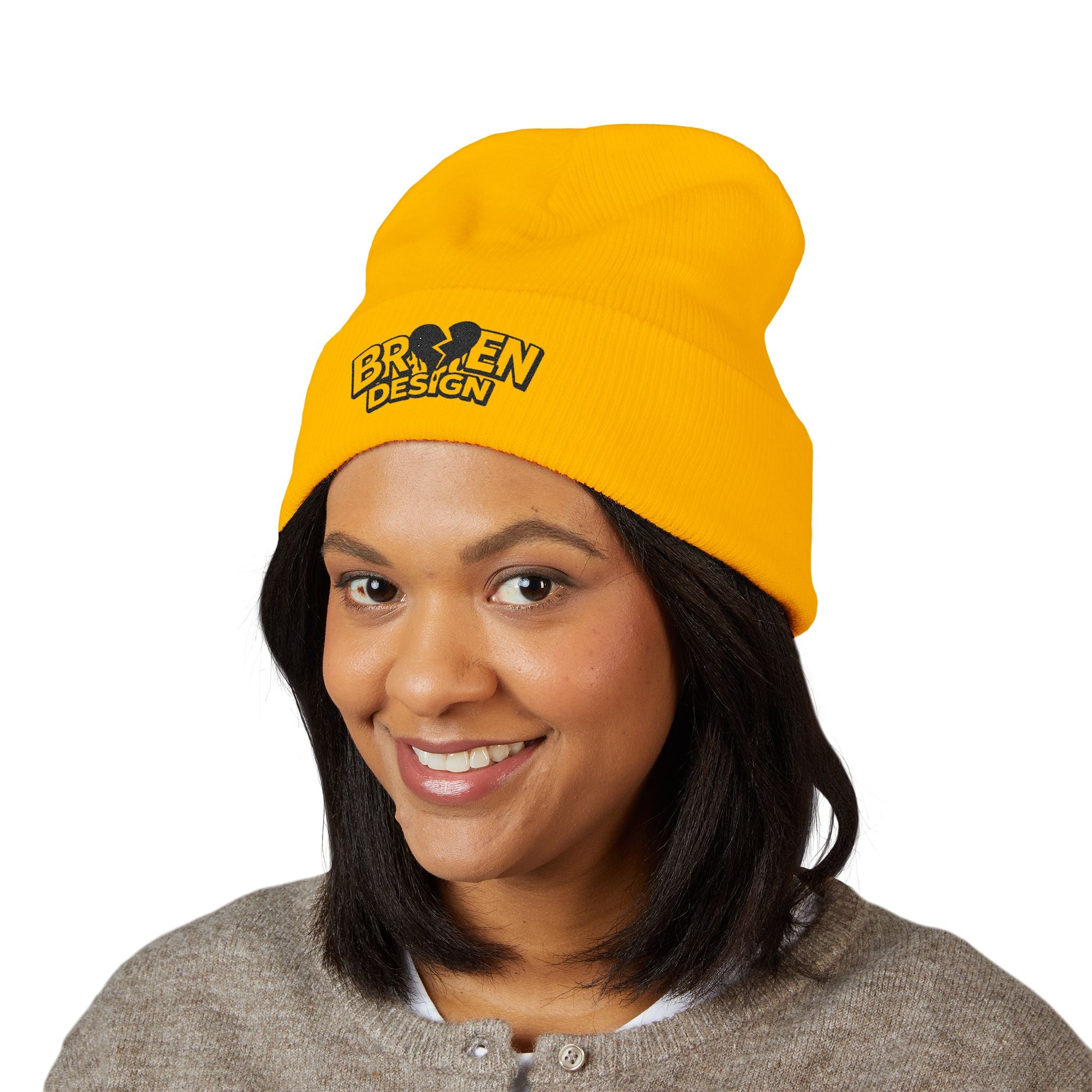 Embroidered Broken Design Beanie