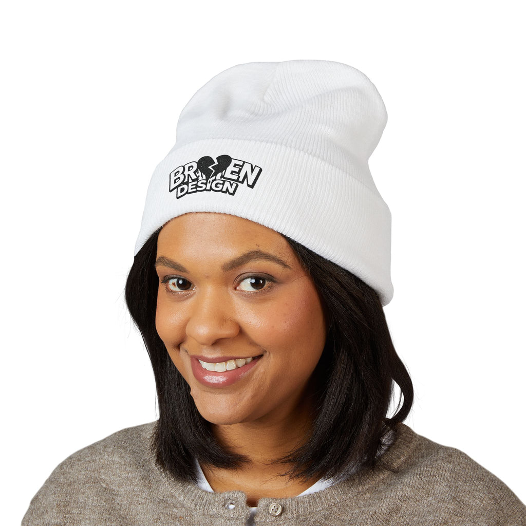Embroidered Broken Design Beanie
