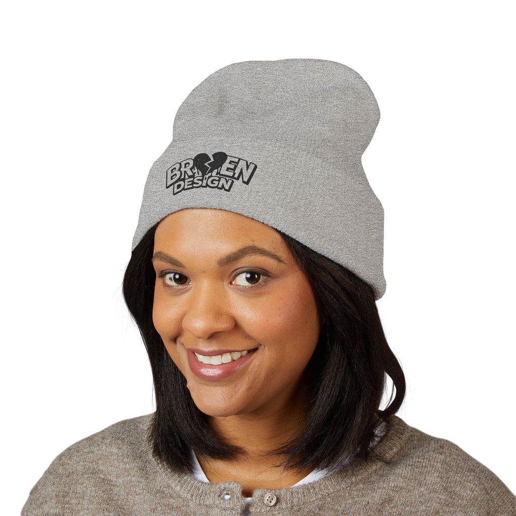 Embroidered Broken Design Beanie