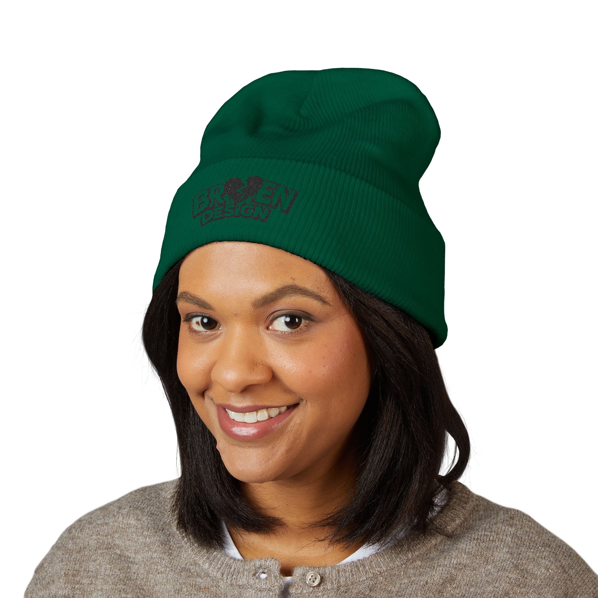 Embroidered Broken Design Beanie